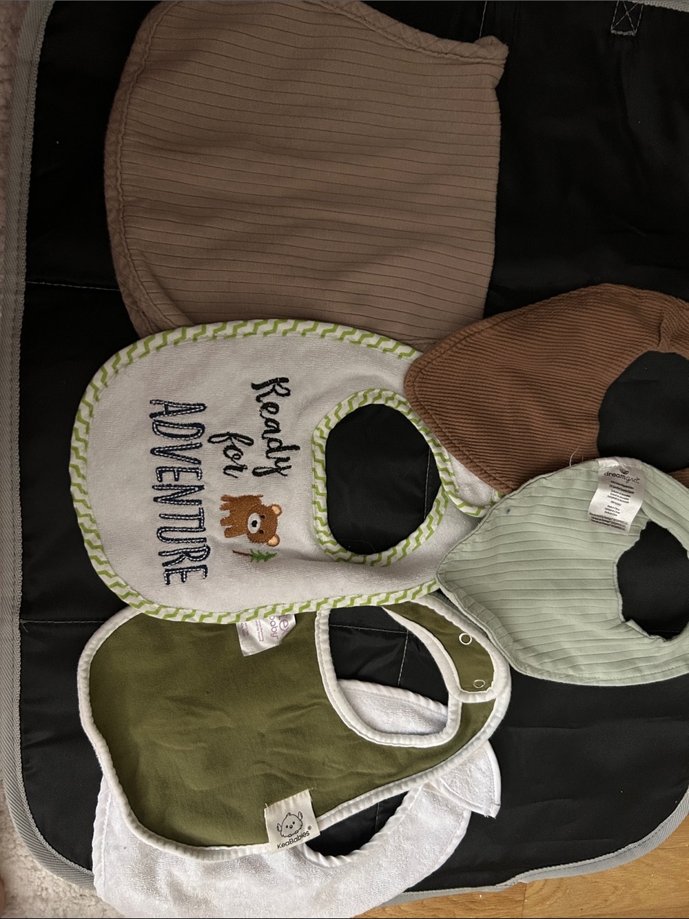 Baby Bib Set - Green, Brown & Cream Kids Accessories